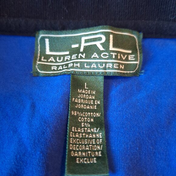 LRL Lauren Active Ralph Lauren Women Large Polo Golf Short Sleeve 1/4 Zip Blue - Picture 2 of 14